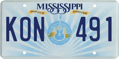 MS license plate KON491
