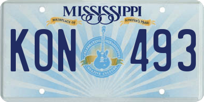 MS license plate KON493