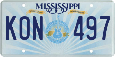 MS license plate KON497