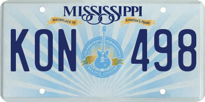 MS license plate KON498