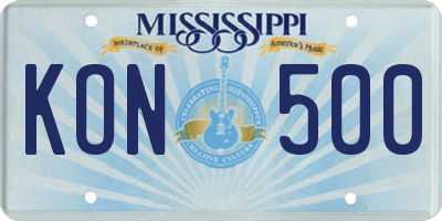 MS license plate KON500