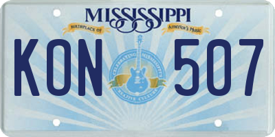 MS license plate KON507