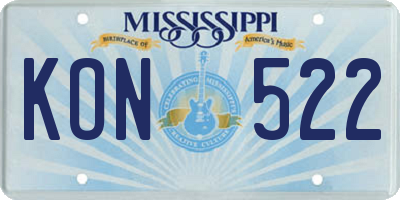 MS license plate KON522