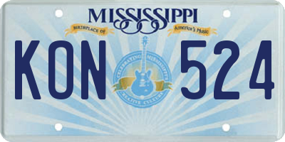 MS license plate KON524