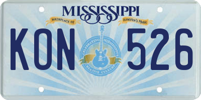 MS license plate KON526
