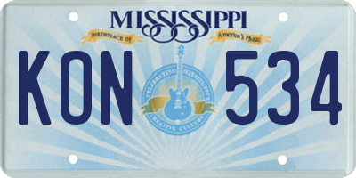 MS license plate KON534