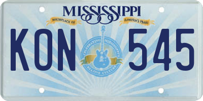 MS license plate KON545