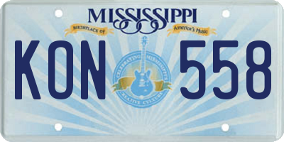 MS license plate KON558