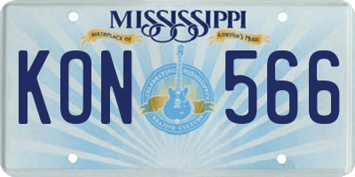 MS license plate KON566