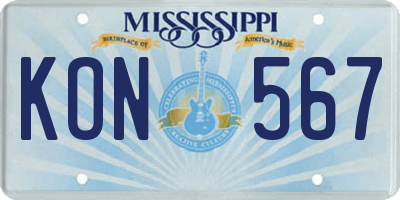 MS license plate KON567