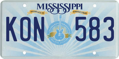 MS license plate KON583