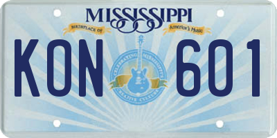 MS license plate KON601