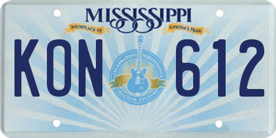 MS license plate KON612