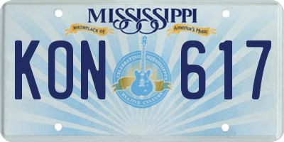 MS license plate KON617