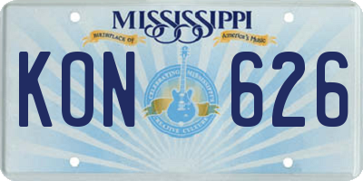 MS license plate KON626