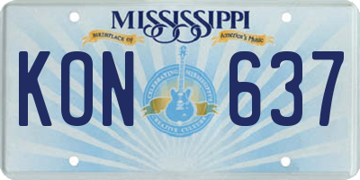 MS license plate KON637