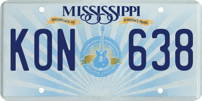 MS license plate KON638