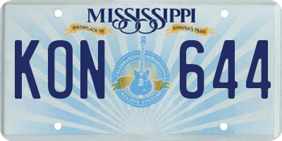 MS license plate KON644