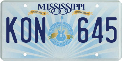 MS license plate KON645