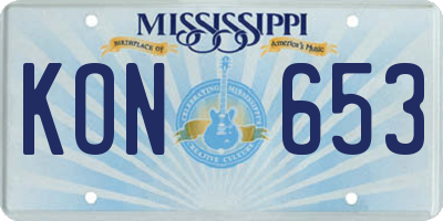 MS license plate KON653