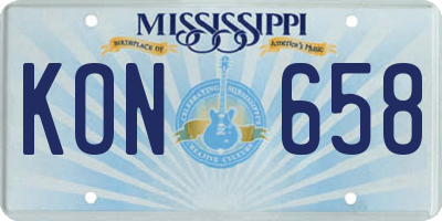 MS license plate KON658