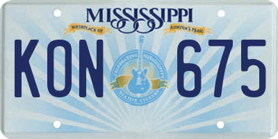MS license plate KON675