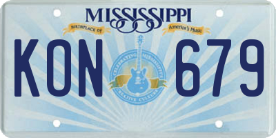 MS license plate KON679