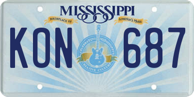 MS license plate KON687