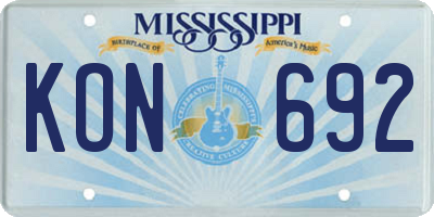 MS license plate KON692