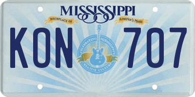 MS license plate KON707