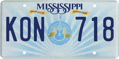 MS license plate KON718