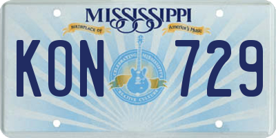 MS license plate KON729