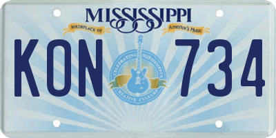 MS license plate KON734