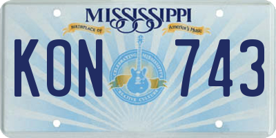 MS license plate KON743