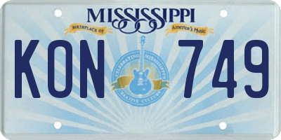 MS license plate KON749