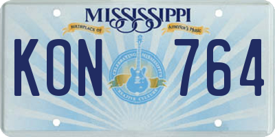 MS license plate KON764