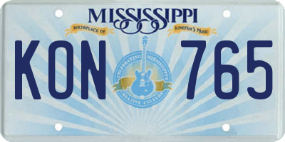 MS license plate KON765