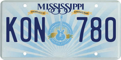 MS license plate KON780