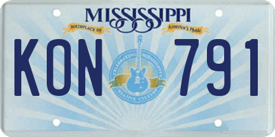 MS license plate KON791