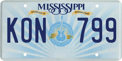 MS license plate KON799