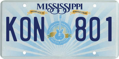 MS license plate KON801