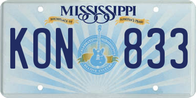 MS license plate KON833