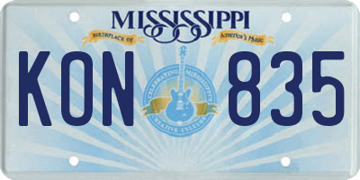 MS license plate KON835