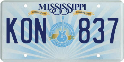 MS license plate KON837