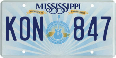 MS license plate KON847