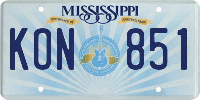 MS license plate KON851