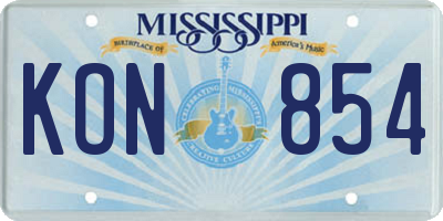MS license plate KON854