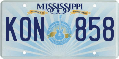 MS license plate KON858