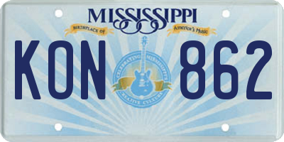 MS license plate KON862