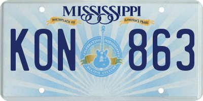 MS license plate KON863